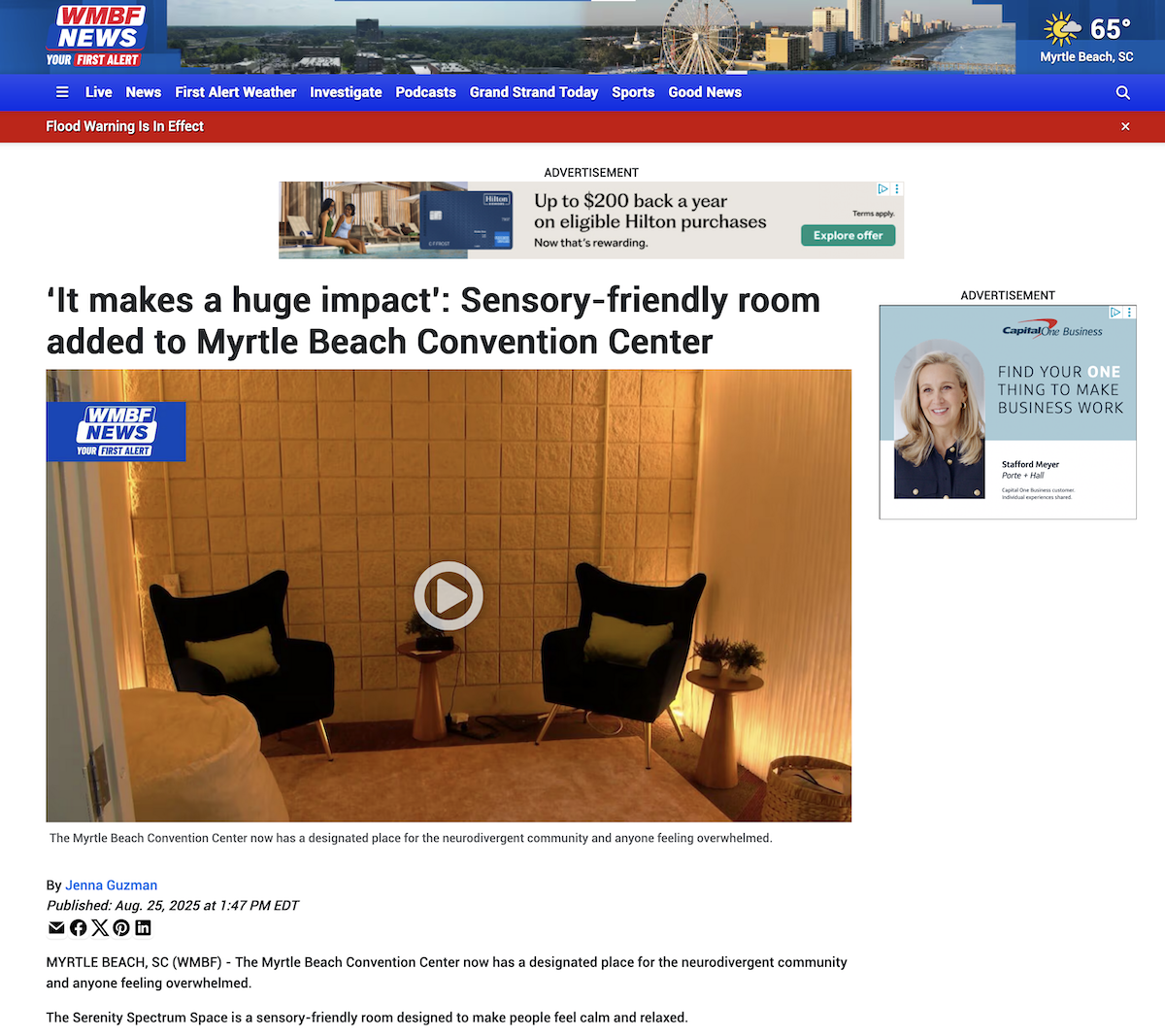 Myrtle Beach Convention Center (MBCC) Neuroinclusion sensory friendly room